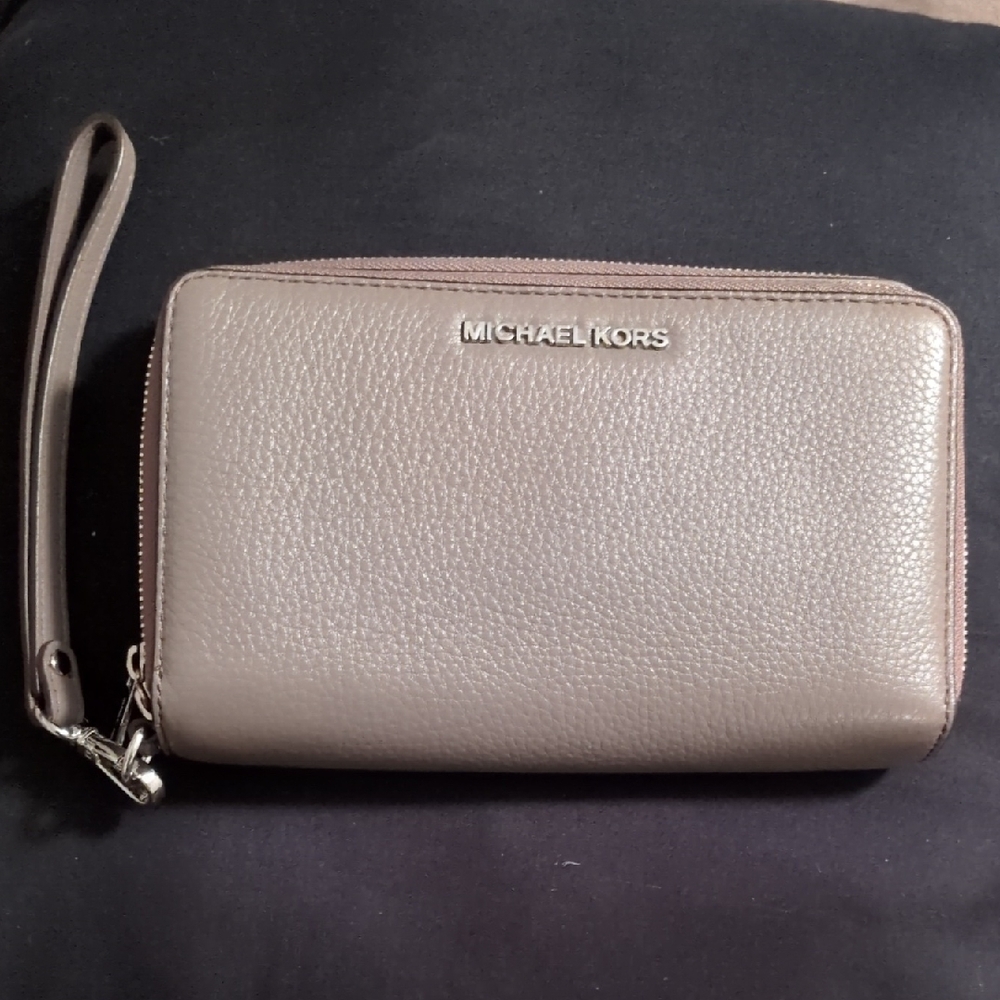 Michael Kors Taupe Wristlet Wallet